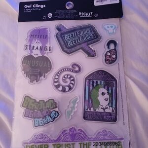 Beetlejuice Gel Window Clings Set Decor Ghost Lydia Sand Worm Strange Unusual